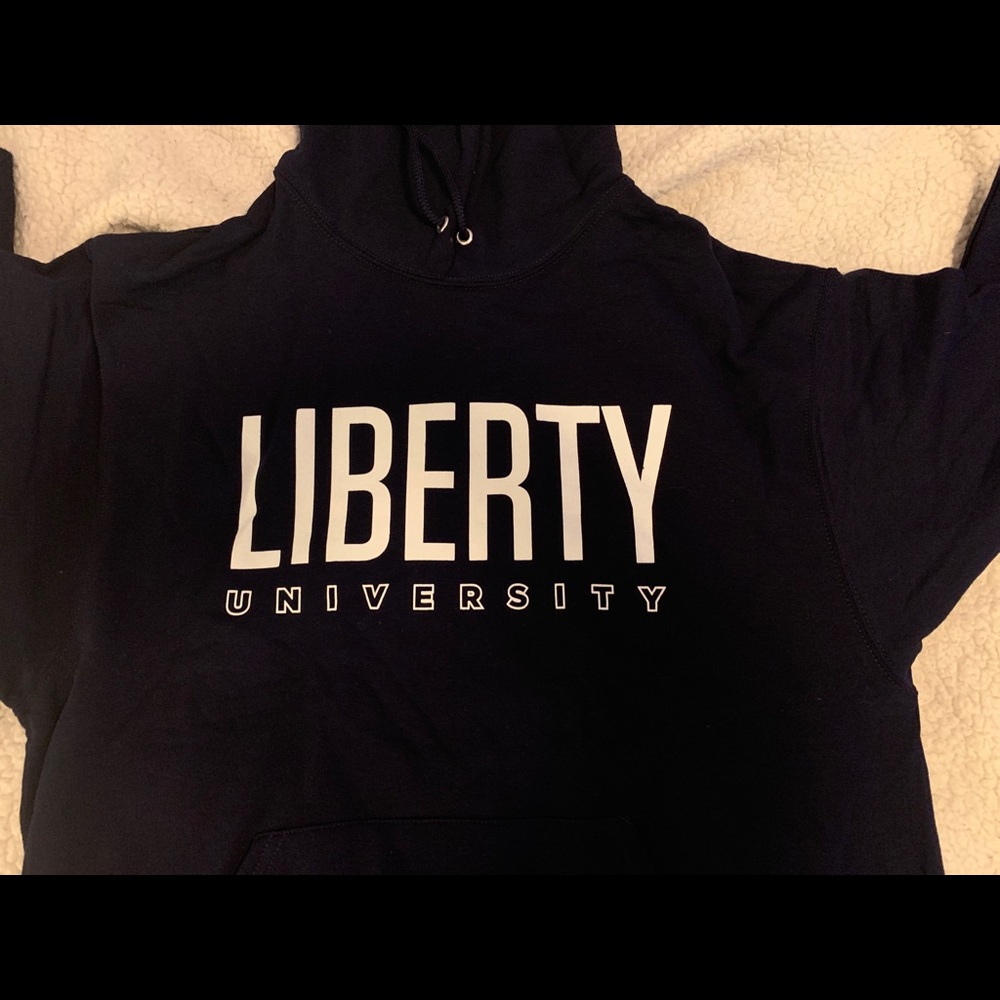 Liberty University Navy Blue Hoodie Sweatshirt Lg